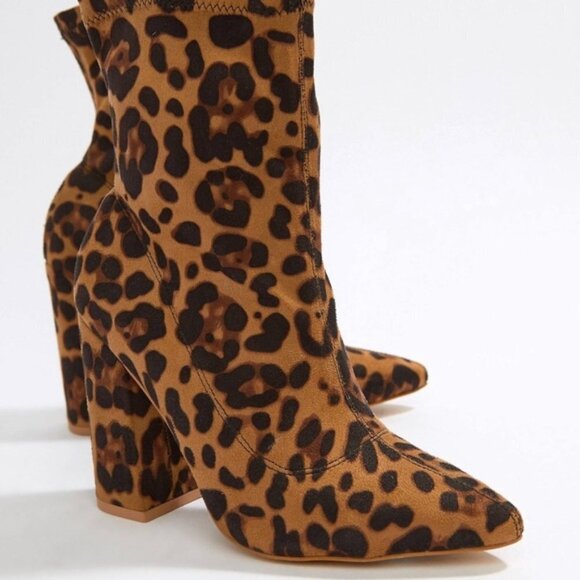 ASOS BOOHOO leopard print soft sock booties 7 - Picture 3 of 8